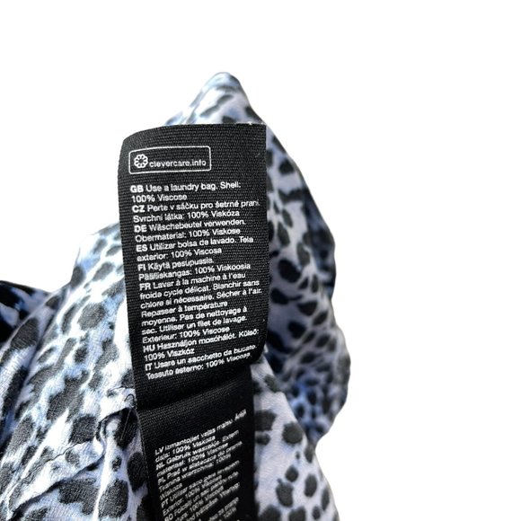 & Other Stories Shirt Dress Midi Blue Animal Print Long Sleeve Side Zip Belted - Picture 11 of 12